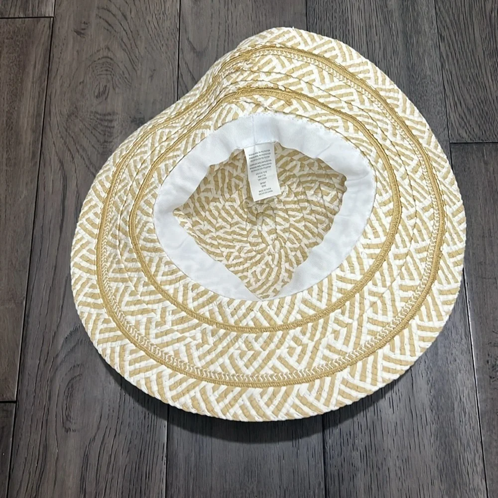 Infant stylish brim sun hat with sheer like floral sash.